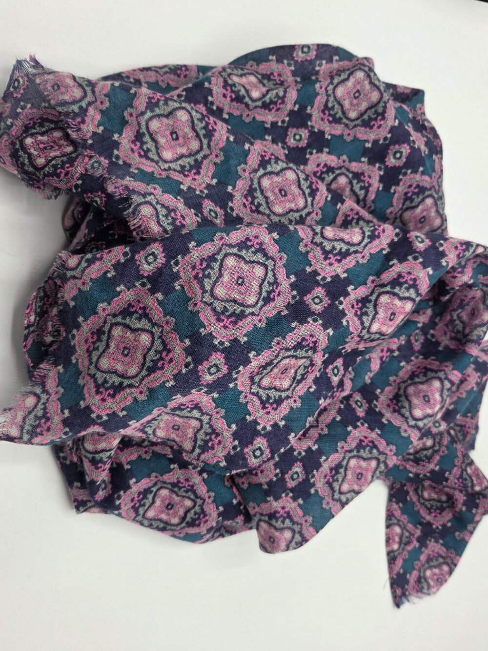 Medallion Scarf Wrap Pink Teal Oversized